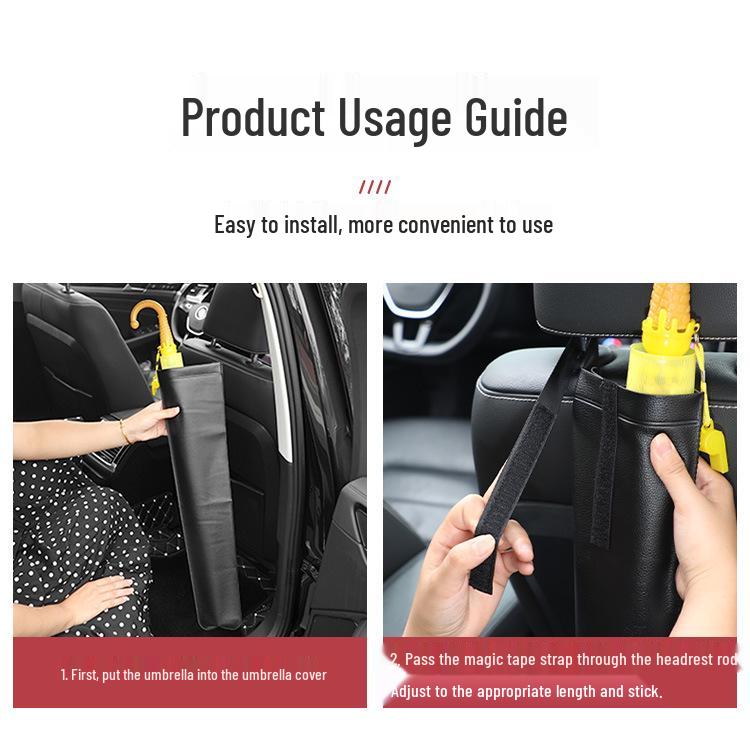 Car Umbrella Holder: Foldable Leather Storage Sleeve for Rainproof Protection
