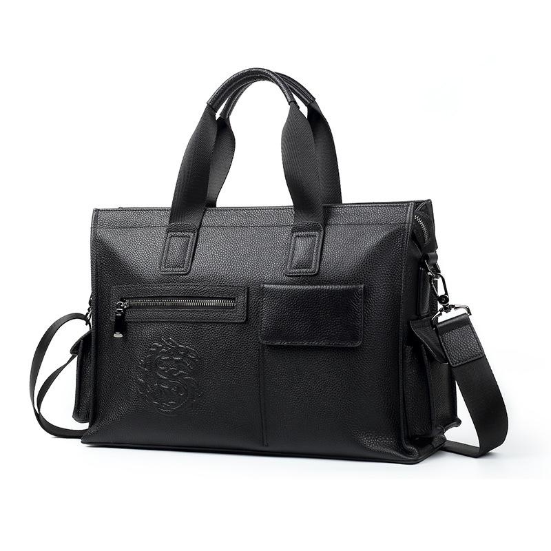

Натуральная кожа, модный портфель большой вместимости, повседневная мужская сумка из натуральной коровьей кожи высшего качества чёрный