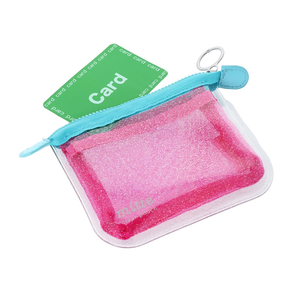 Sunstar Stationery Pouch Mini Clear Mitte Neon Glitter Vivid Pink X Turquoise Blue S2331314