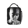 Rapper Tupacs Lunch Bag  Leisure Lunch Box Picnic Portable Thermal Tote Handbags For Men Oxford Custom Cooler Bag