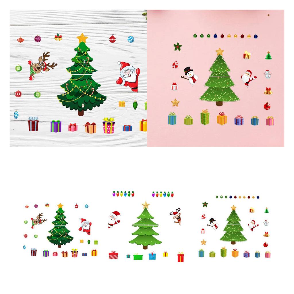 Christmas Decorations PVC Refrigerator Stickers DIY Fridge Ornaments for Festive Home Kitchen Decor