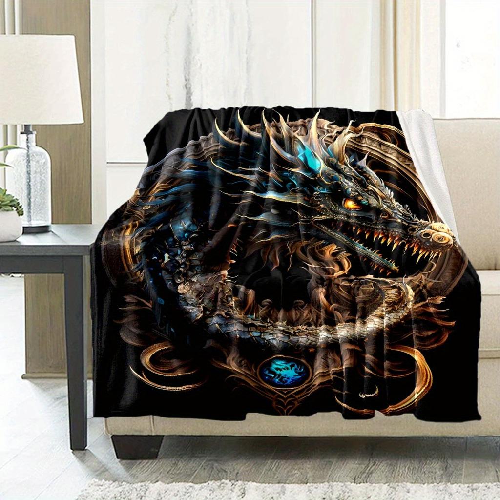 Shoot Dragon Blanket Soft Warm Throw Blanket Nap Blanket For Couch Sofa Office Bed Camping Travel Multipurpose Gift Blanket For All Season
