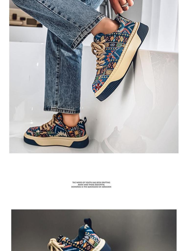 Pánské trendy retro plátěné tenisky s nízkým svrškem - ležérní jarní/letní streetový styl