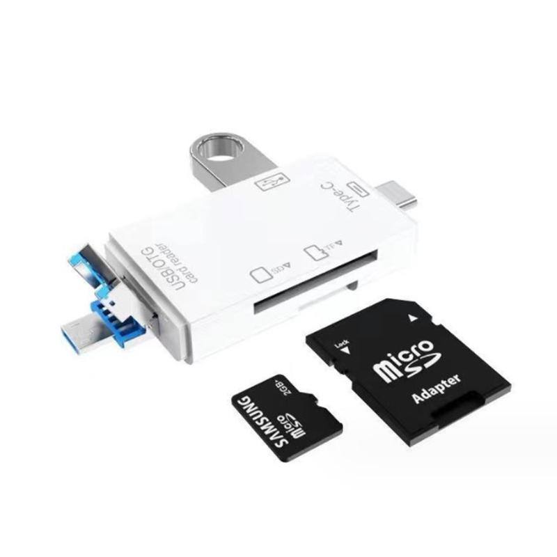 

6-в-1 Type C Micro USB Портативный кард-ридер для SD-карт Адаптер для высокоскоростной передачи данных для ПК и ноутбука