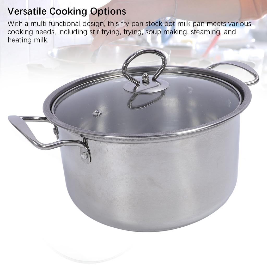 Stainless Steel Cookware Set Multifunction Easy to Clean Antistick Frying Pan Stock Pot Sauce Pan with Lids for Home Kitchen