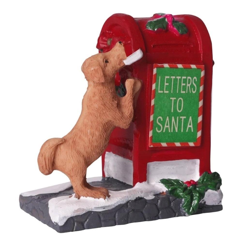 

Cartoon Little Red Dog Santa Mailbox Villages Sets Village Accessories Christmas Mailbox Tabletop Figurine Living Room Bedroom червоний