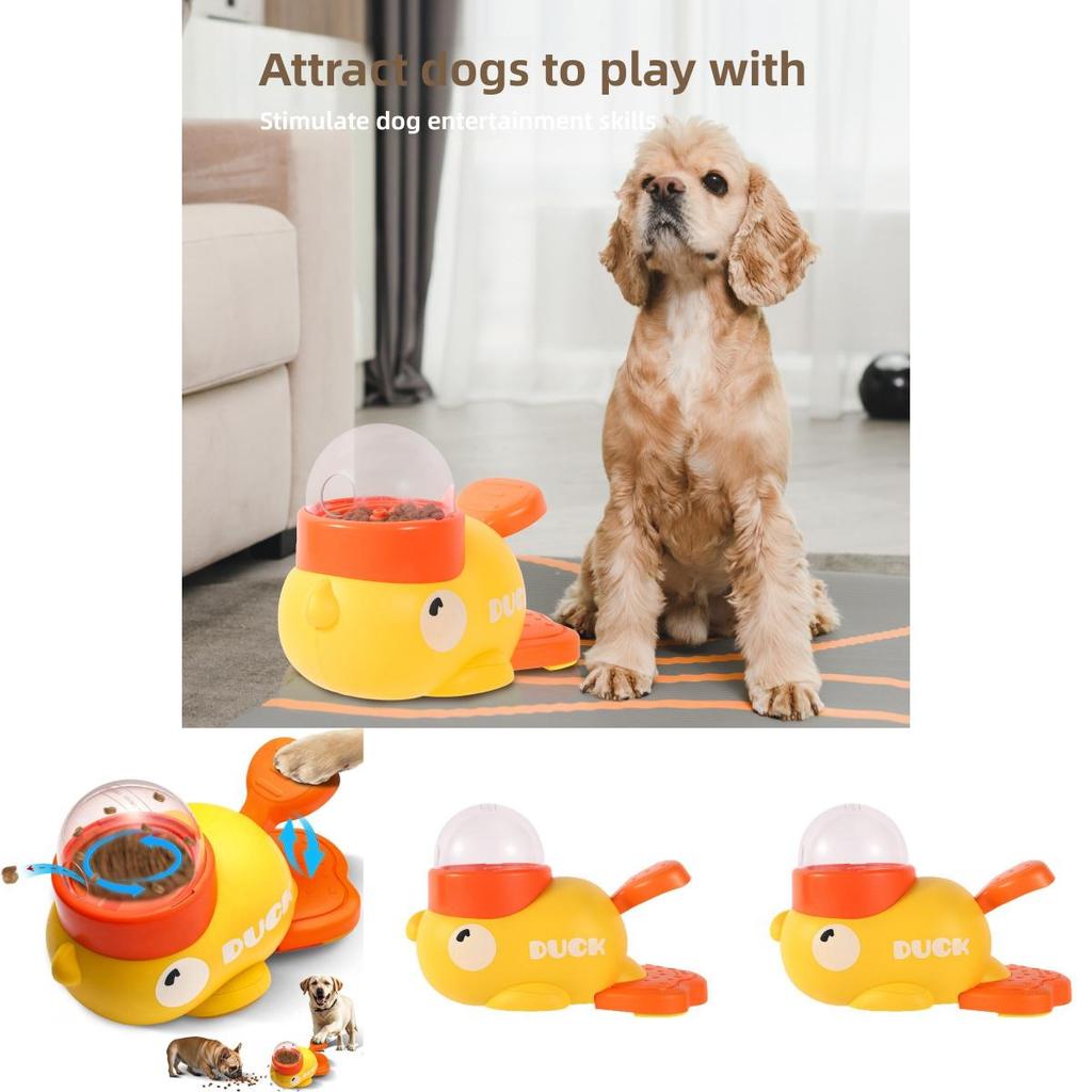 Yellow Pet Food Dispenser And Interactive Toy For Cats And Dogs With Abs Construction
