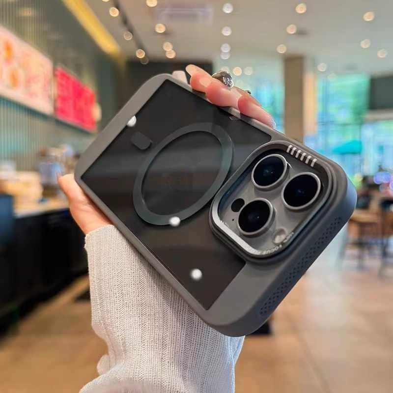 Heat Dissipation Cooling Bumper Magnetic Case For iPhone 11 12 13 14 15 16 Pro Max For Magsafe Transparent Shockproof Hard Cover