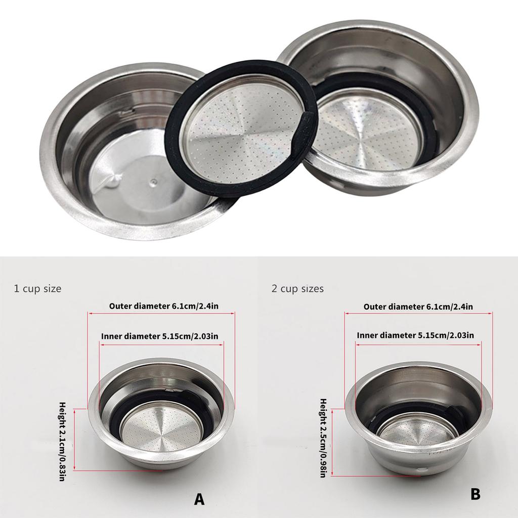 Stainless Steel Coffee Filter Basket 51mm Detachable Espresso Powder Bowl Coffee Grinding Accessories for Home and Cafe