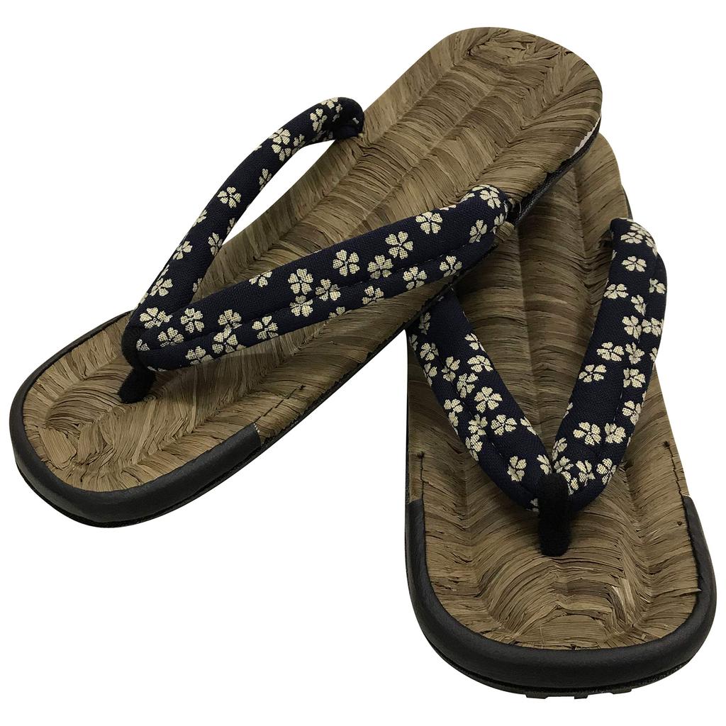 Edoten Geta Sandals with Tire Soles, Crow Bamboo, Cushioned Straps, Made In Japan, Cherry Blossom Color, Size LL