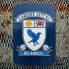 Cardiff City Official Bluebirds Wall Decor Poster  Vintage Soccer Club Emblem Print In Navy  Golden  Home Bar Office Decora