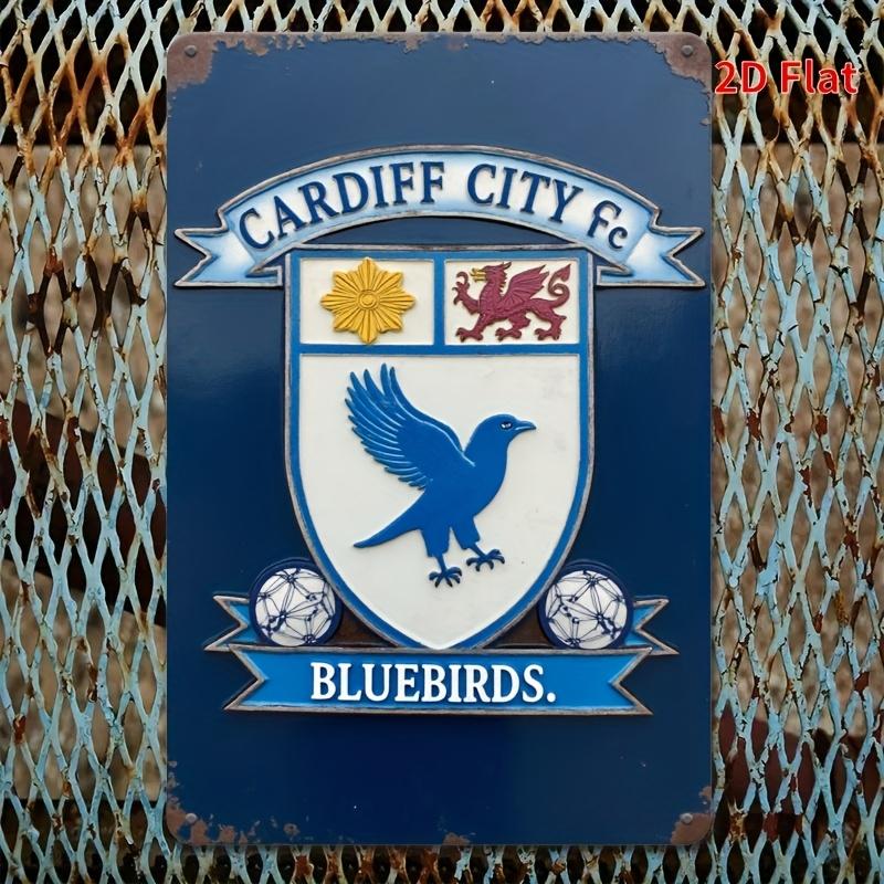 

Cardiff City Official Bluebirds Wall Decor Poster Vintage Soccer Club Emblem Print in Navy Golden Home Bar Office Decora 20x30cm（7.8x11.8inch）