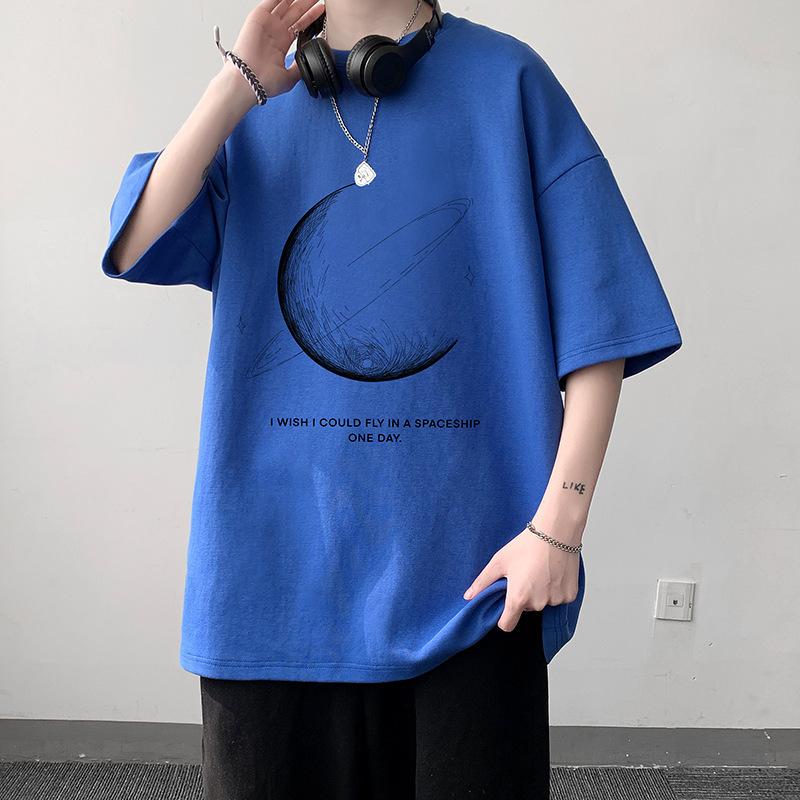 Summer T-shirt Men's Trendy Versatile Top Loose Round Neck Couple Style Pure Cotton Short Sleeved T-Shirts Men’s