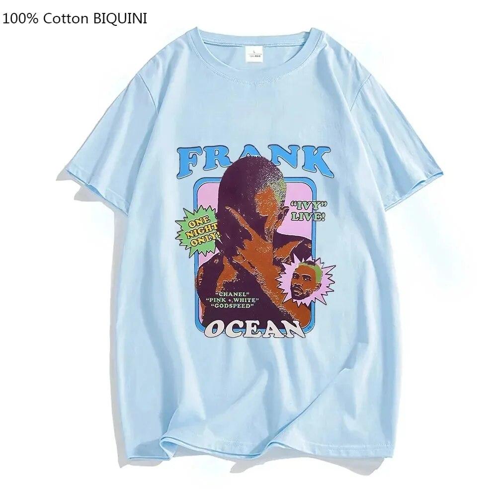 Unisex Hübsches Ästhetisches T-Shirt Frank O-Ocean Blonde Blues Musik T-Shirt Baumwolle Hochwertiges T-Shirt Graffiti High Street Top