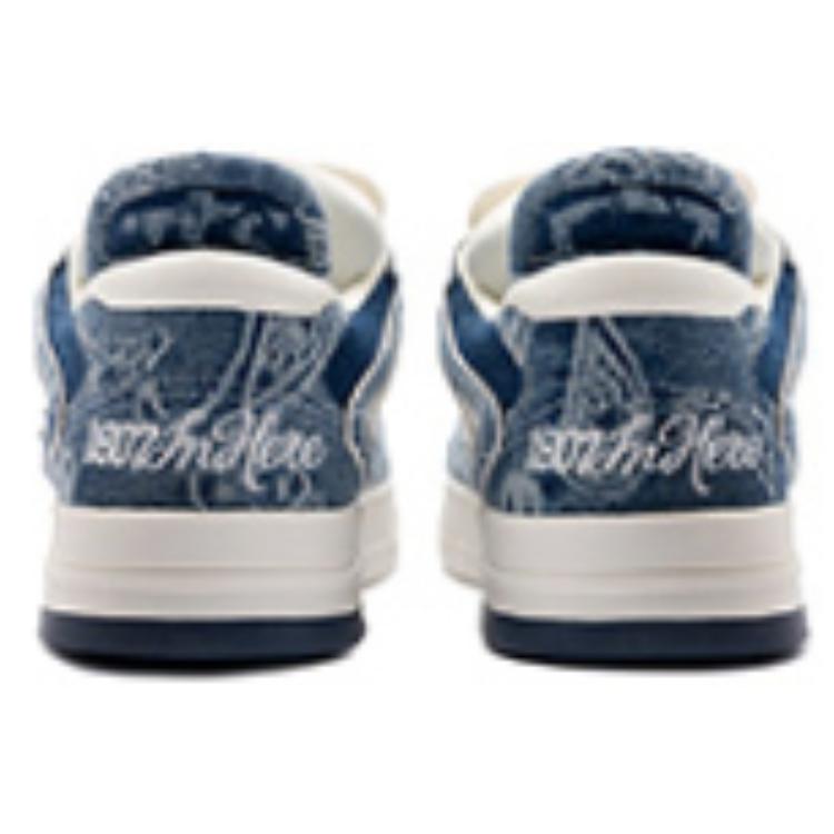 LiNing We Wo Pro Non-Slip Wear-Resistant Lightweight Low-Top Skate Shoes Men Sneakers Denim-Blue AECR051-2