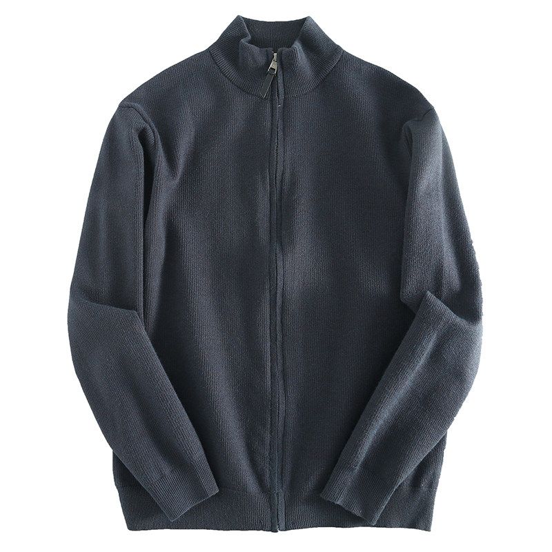Export Label Cutting Tail Order Men Temperament Commute Stand Collar Men Zipper Cardigan Outerwear Sweater Heavy Weight Weight Tops