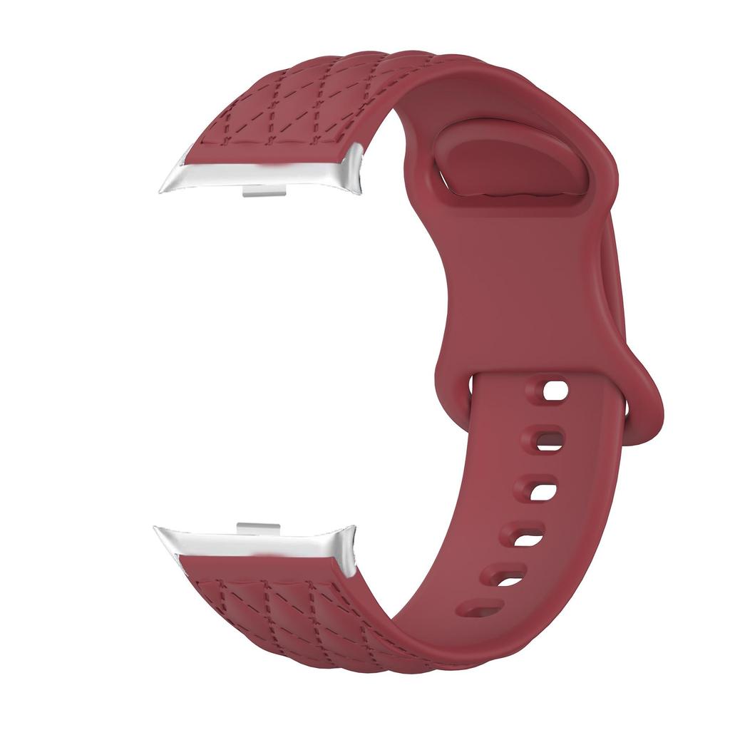 Compatible with Redmi Watch 4/5: Rhombus Pattern Silicone Strap with Metal Butterfly Buckle (20mm)