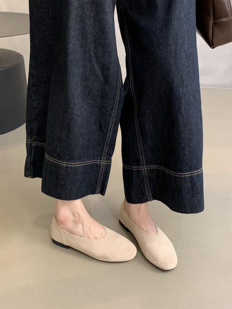 Women Loafers Retro Round Toe Suede Flat Shoes Summer Slip on Casual Shoes Female Zapatos De Mujer Moccasins Driving Loafers