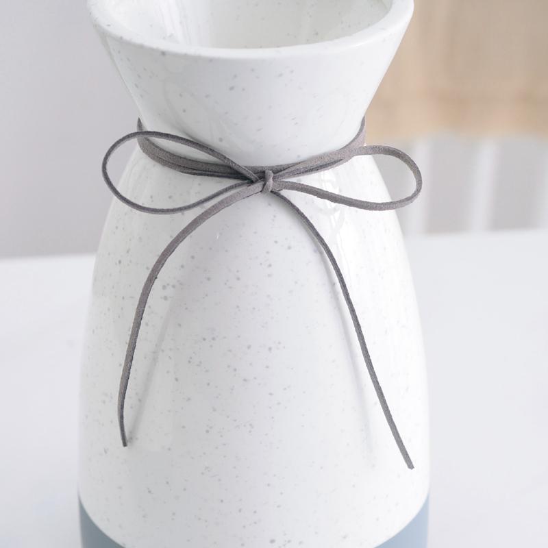 1pc Multicolor Ceramic Vase with Rope Design White Grey Flower Vase Home Decoration Flower Container Pot