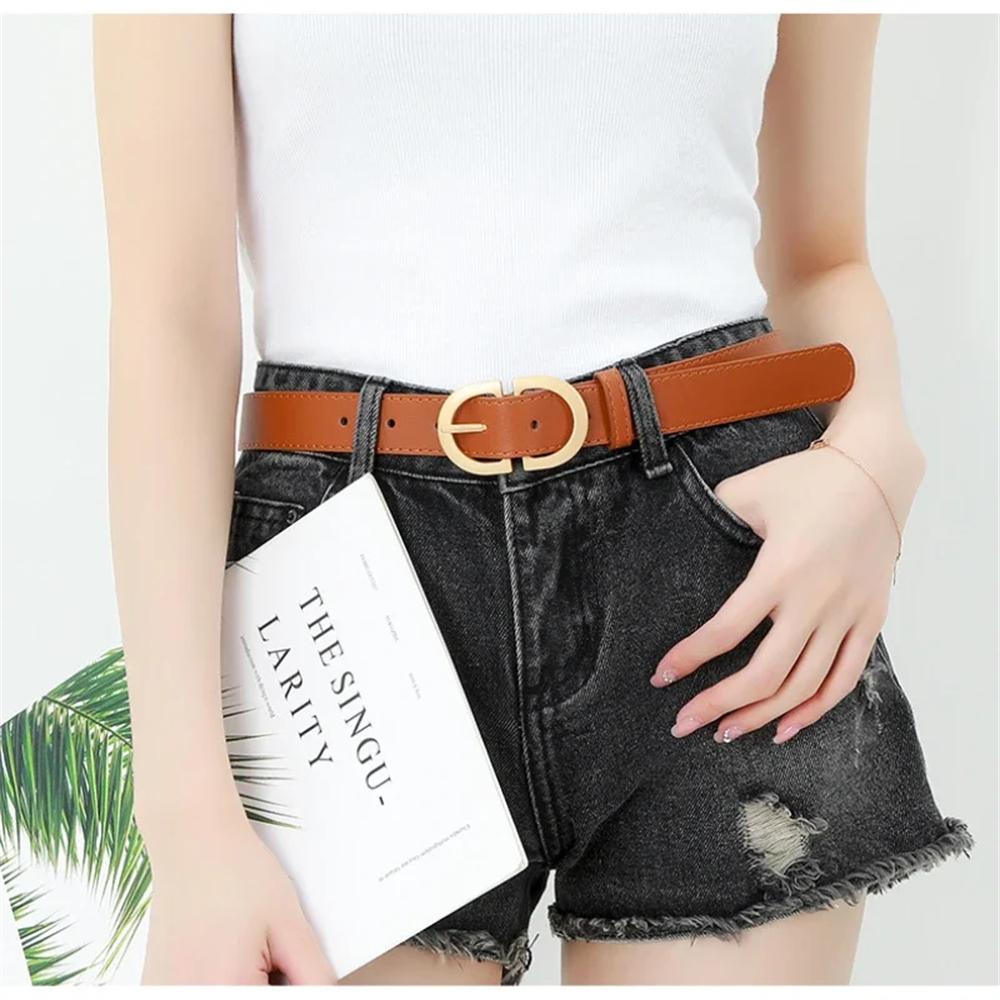 Women's Belt Fashion Pin Buckle Thin Belt Genuine Luxury Soft Belt Women With Cargo Pants Jeans Windproof Belt Pu Leather Belt