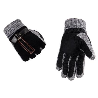 Fine Pigskin Gloves Winter Thicken Fleece Warm Men's Leather Mittens Gloves