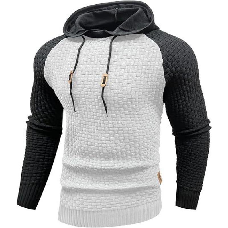 Men S Long Sleeve Hooded Jacquard Knit Pullover Sweater