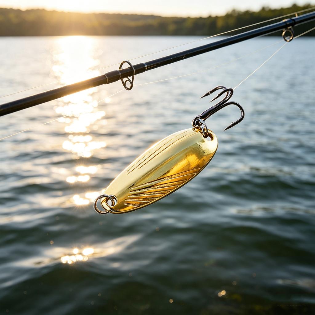 Fishing Spoon Lure Metal Bionic Bait Long Casting Fishing Lure Spinner Blade with Treble Hook for Freshwater and Saltwater Fishing