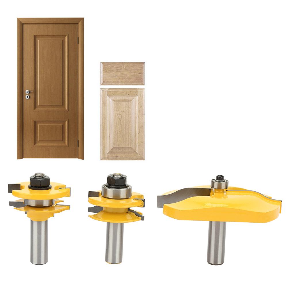 3pcs 12" Shank Ogee Raised Panel & Ogee Rail and Stile Router Bit Set Woodwork Milling Cutter