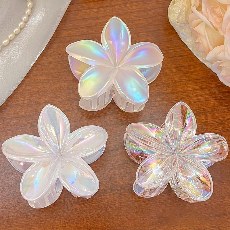 New Laser Gradient Flower Hair Claw Women Fashion Lightweight Acrylic Headwear Hairpin Crab Barrette Girl Hair Accessories