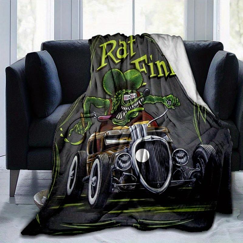 1pc, Rat Fink Hot Rod Car Home Decor Blanket, Perfect for Couch, Bed, Travel, Camping, Office Nap, Beach, Gift IdeaB078