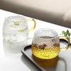 Changbaosen 420ml Hammered Glass Tea Cup with Golden Handle