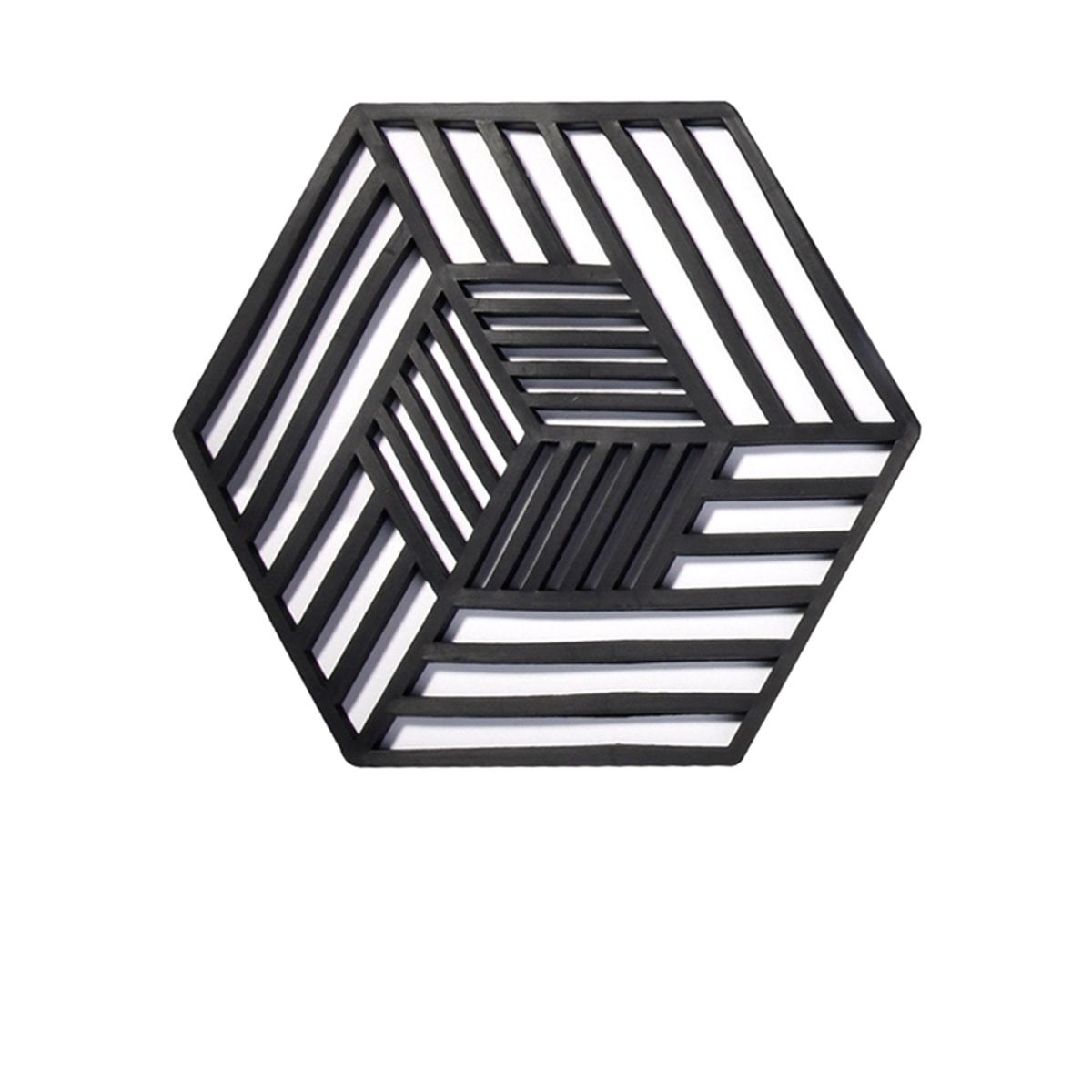 

Creative Silicone Hexagon Geometric Drink Holder Hollow Placemat Coaster Cup Pad Trivet Mats Stripe чёрный