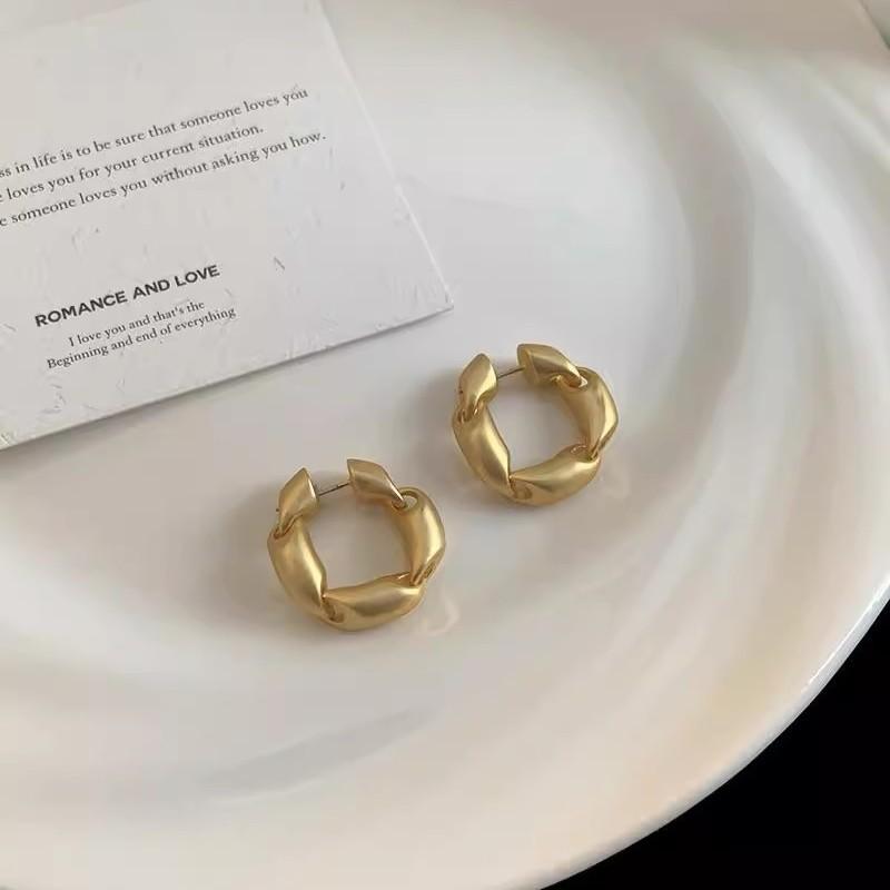 ANENJERY Geometric Irregular Chain Hoop Earrings Women's Temperament Versatile Simple Unique Party Jewelry Gifts