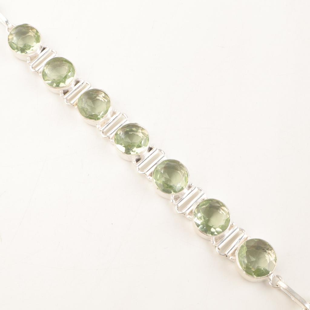 Piatră prețioasă Ametist Verde Argint Sterling 925 Bijuterii Brățară 9" Pentru Cadou de Ziua de Naștere RB-7-19