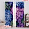 2pcs,2D Plane Printing Print Curtains Blue Purple Hydrangea Dragonfly (3) Versatile 100% Polyester (without Rod) Versatile All