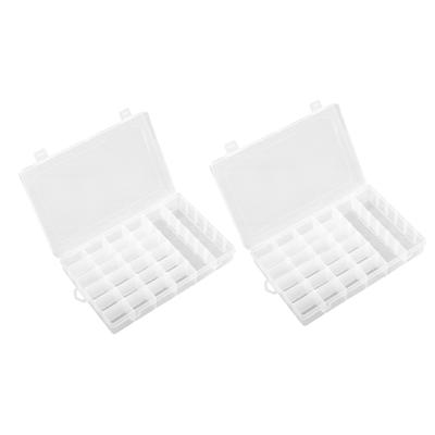 2PCS 36 Grids Jewelry Storage Box Clear ABS Compartmentalized Organizer with Removable Divider