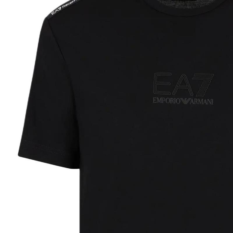 Emporio Armani EA7 Logo Letter Print Crew Neck Short Sleeve T-Shirt Men tops Black 6DPT10-PJTMZ-1200