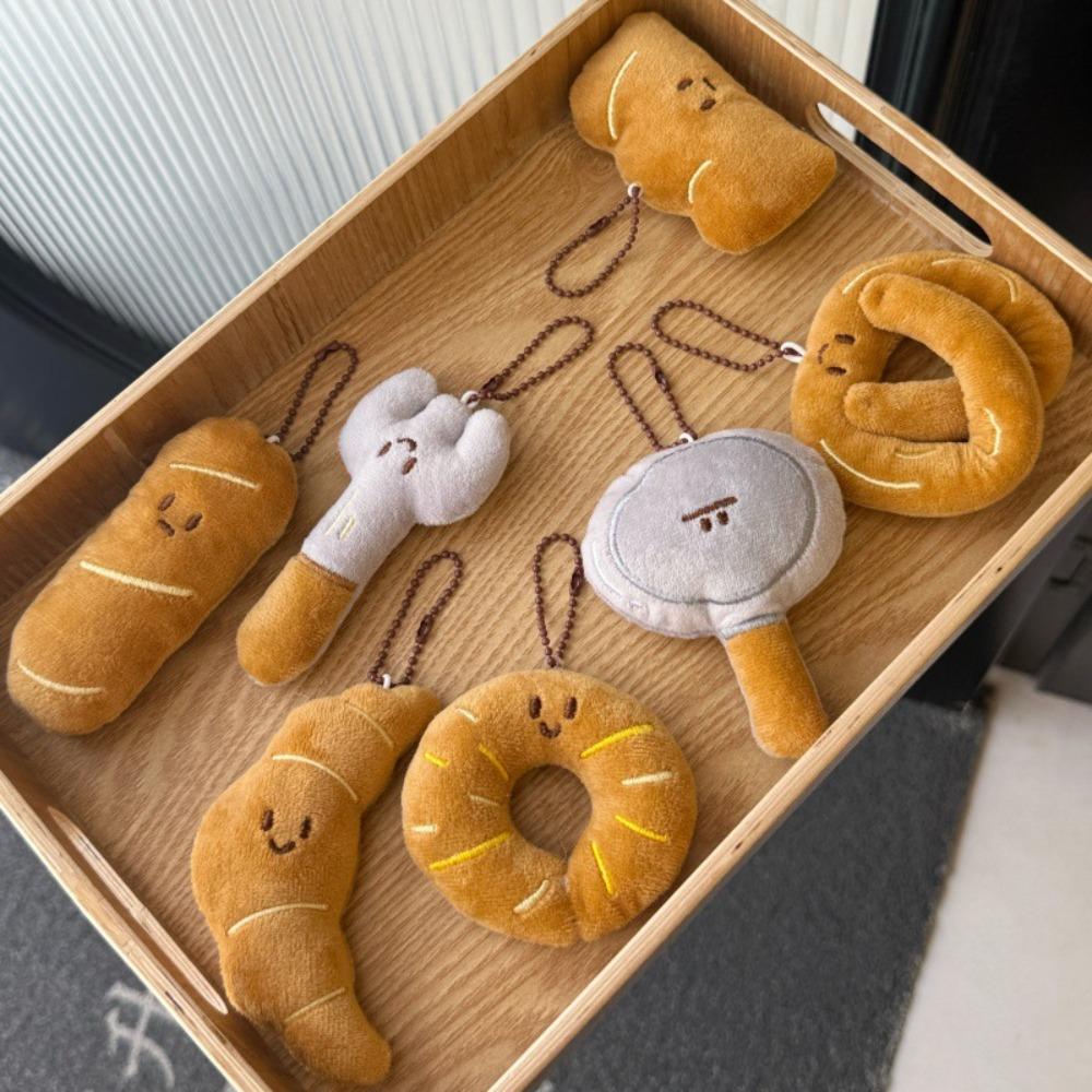 Creative Food Plush Keychains Cute Pendant Kawaii Keychain Girls Cartoon Doll Plush Toy Doll Bread Backpack Decoration Gifts