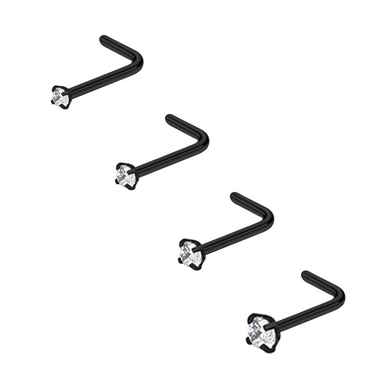

Набор циркониевых сережек-гвоздиков и колец для пирсинга носа из нержавеющей стали: 12 вариантов стиля - Прямые, Изогнутые, L-образные штанги и Комбо-наборы