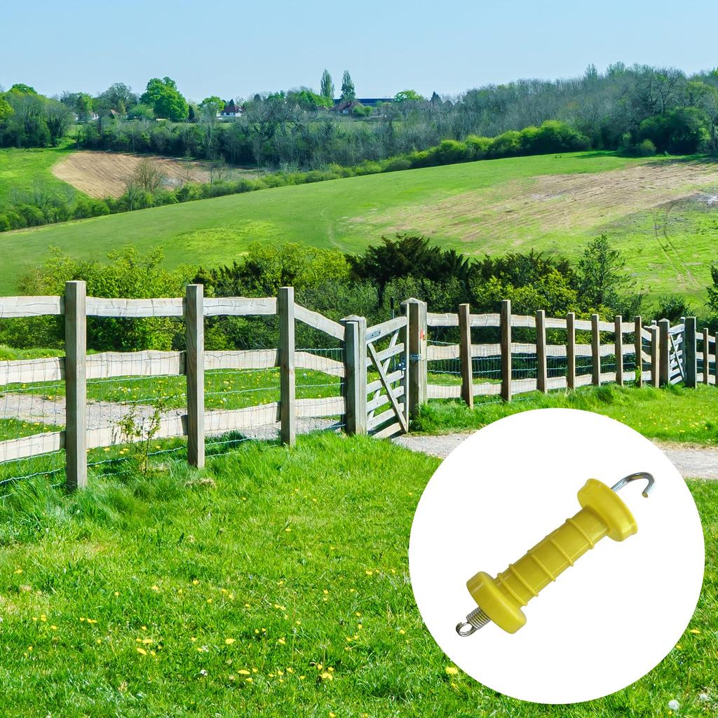 10-Piece Electric Fence Gate Handle Set with Spring and Insulator | Ideal Livestock Fence Accessory for Farms and Ranches (Yellow)