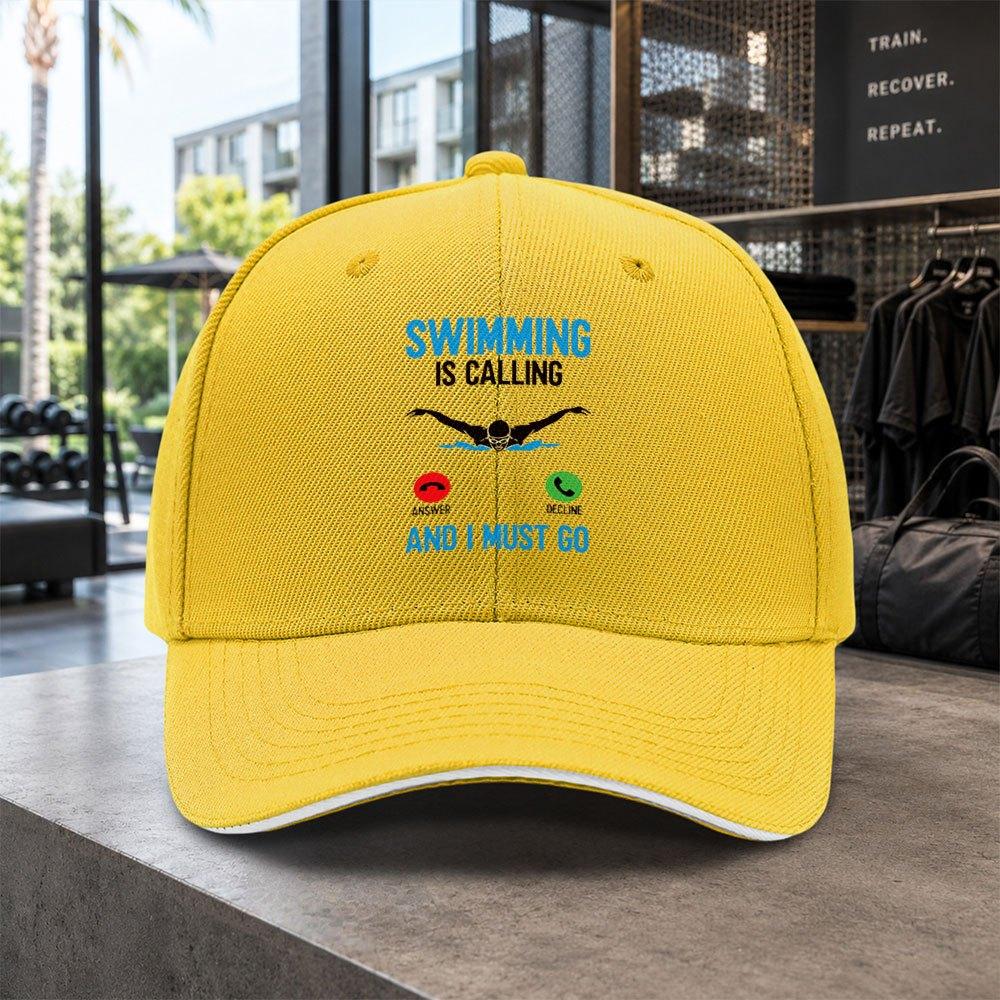 1pc Minimalist Swimmingthemed Printed Sandwich Baseball Cap Unisex Simple Lightweight And Adjustable Outdoor Duckbill Cap