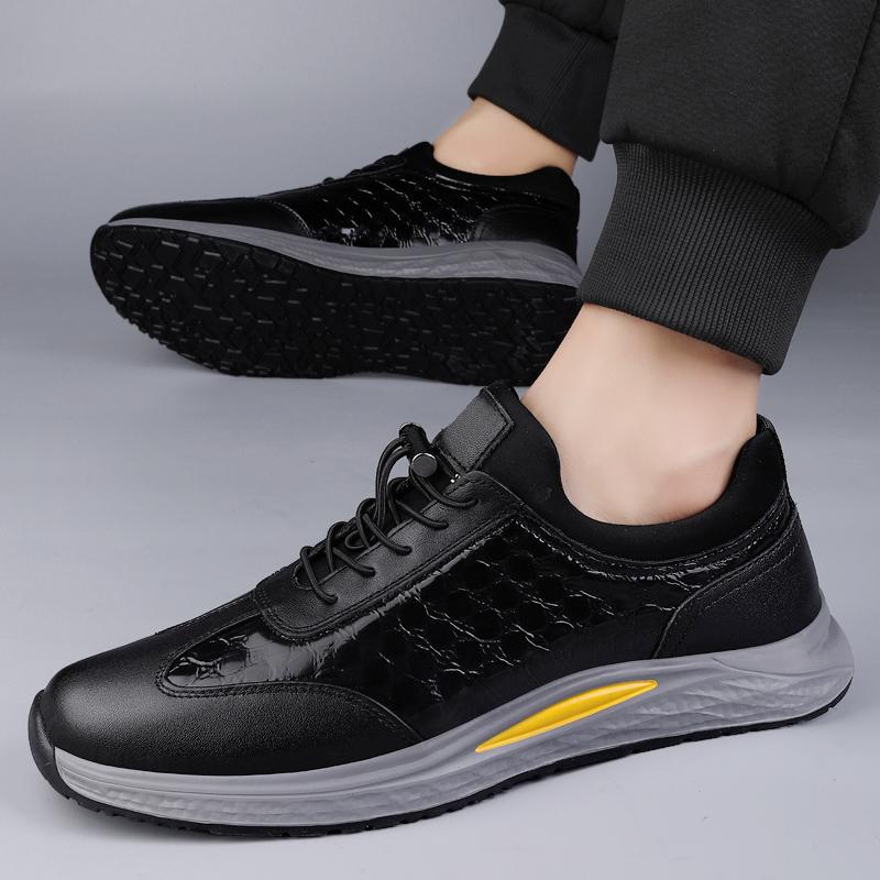 Fashion High Quality Brand Men's Genuine Leather Casual Shoes Thick Soled Sports Shoes Outdoor Hiking Shoes Men's Work Shoes