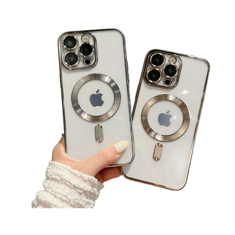 Electroplating Magnetic Case Suitable for Apple 15PRO Protective Case with Lens Film TPU Soft Case IPhone 14 Mobile Phone Case