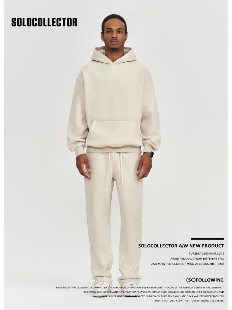 2025 Men's Fleece-Lined Oversized Hoodie - Solid Color, Thick, Winter/Autumn Streetwear Jacket