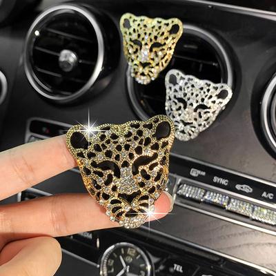 Geld Leopard Luxus Diamant Auto Klimaanlagenauslass Parfüm Auto Parfüm Auto Innenraumzubehör Damen Duft Clip