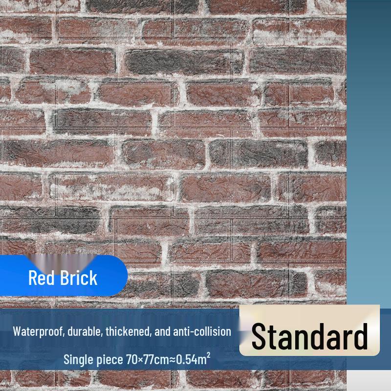 Retro 3D Brick Pattern Self-Adhesive Moisture-Proof Wallpaper Sticker