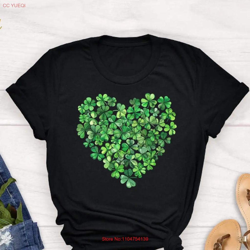 Shamrock HearT T Shirt St Patricks Day Lucky Cute Irish Pattys s vintage Washed homme Top For Everyday Wear Stretched Stylish