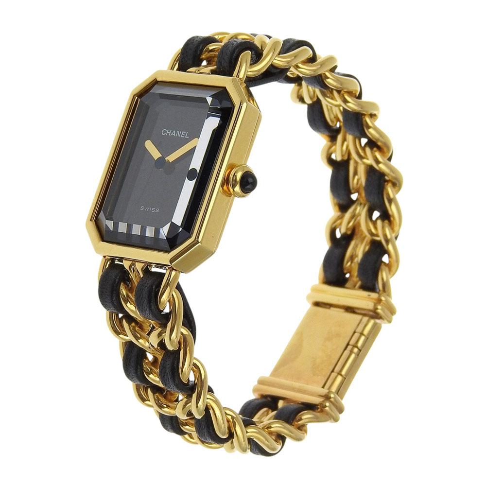 Chanel Premiere S Watches H0001 blackDial Plated Gold/leather Quartz Analog Display Women Used