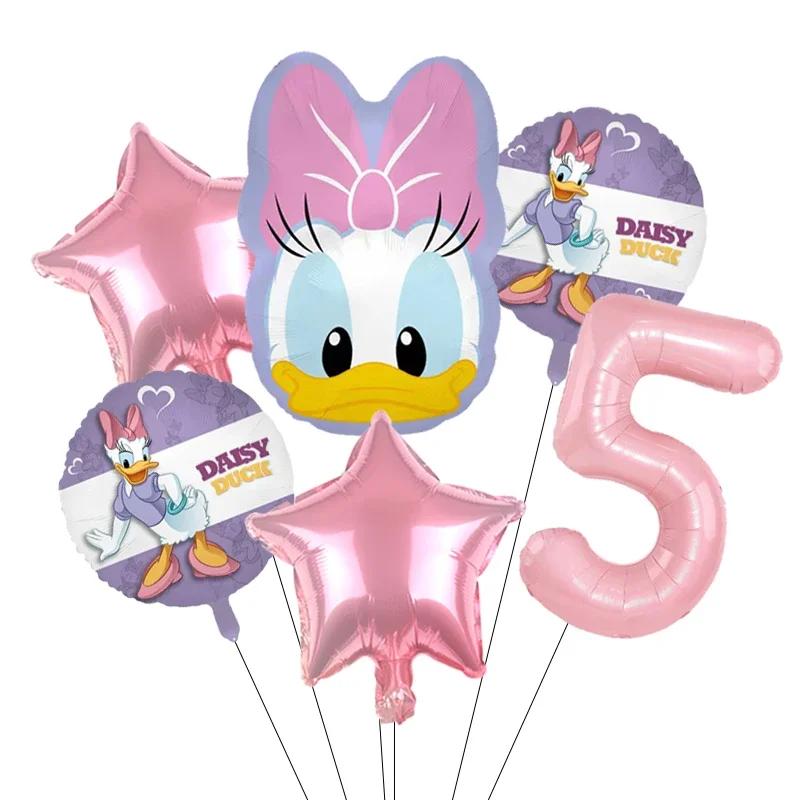 Cartoon Donald Number Duck Daisy Aluminum Film Balloon Set Spherical DIY Birthday Arrangement Party Decoration Balloons Kawaii