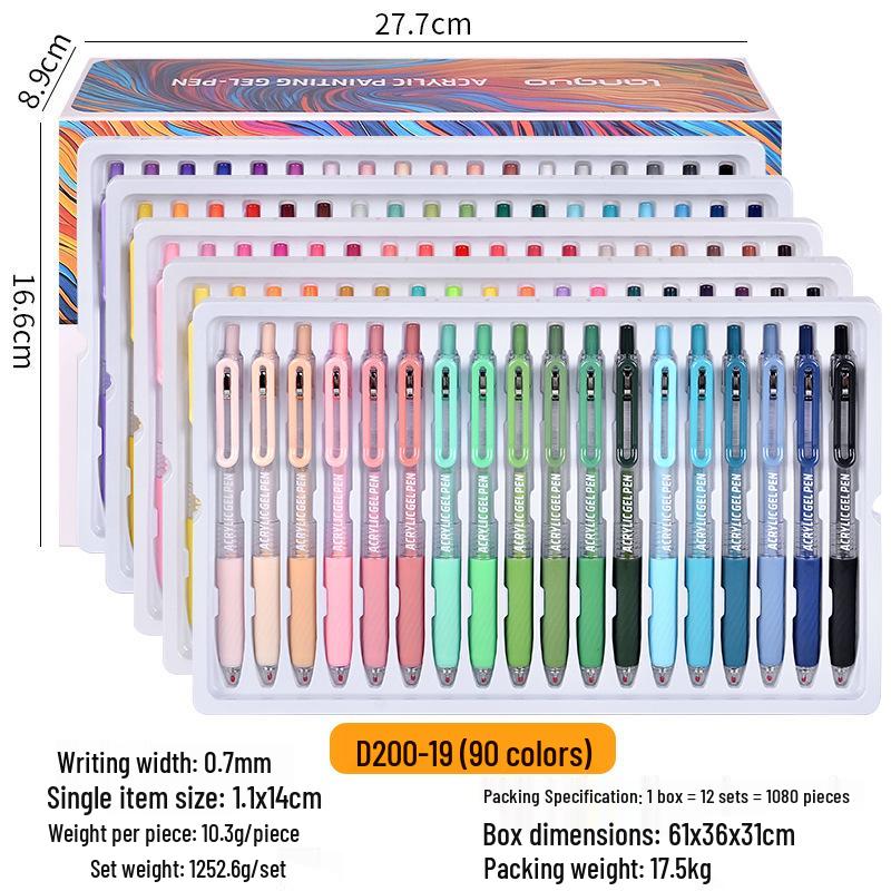 90-Color Blue Fruit Acrylic Paint Pen, 0.7mm Large Capacity Hand-Press Student Journal Marker